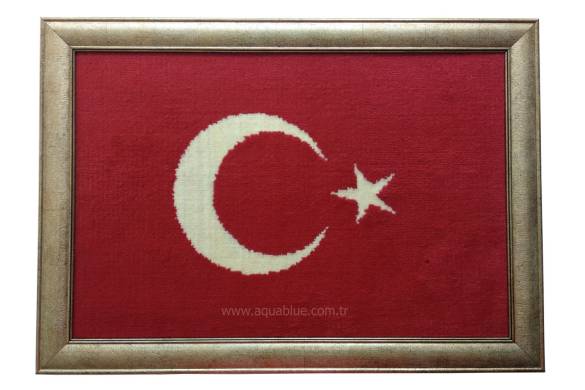 Türkiye Bayrak Dokuma Halı Duvar Halısı 50 * 35 cm - 0