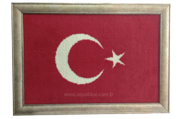 Türkiye Bayrak Dokuma Halı Duvar Halısı 50 * 35 cm - 2